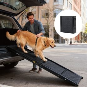 Dog Ramp For Car 71 Long  19.5 Wide Portable Dog Ramps For Large Dogs With Non-Slip Rug Surface Dog Car Ramp For SUV Car  Truck, Folding Dog Ramp (Option: Black)